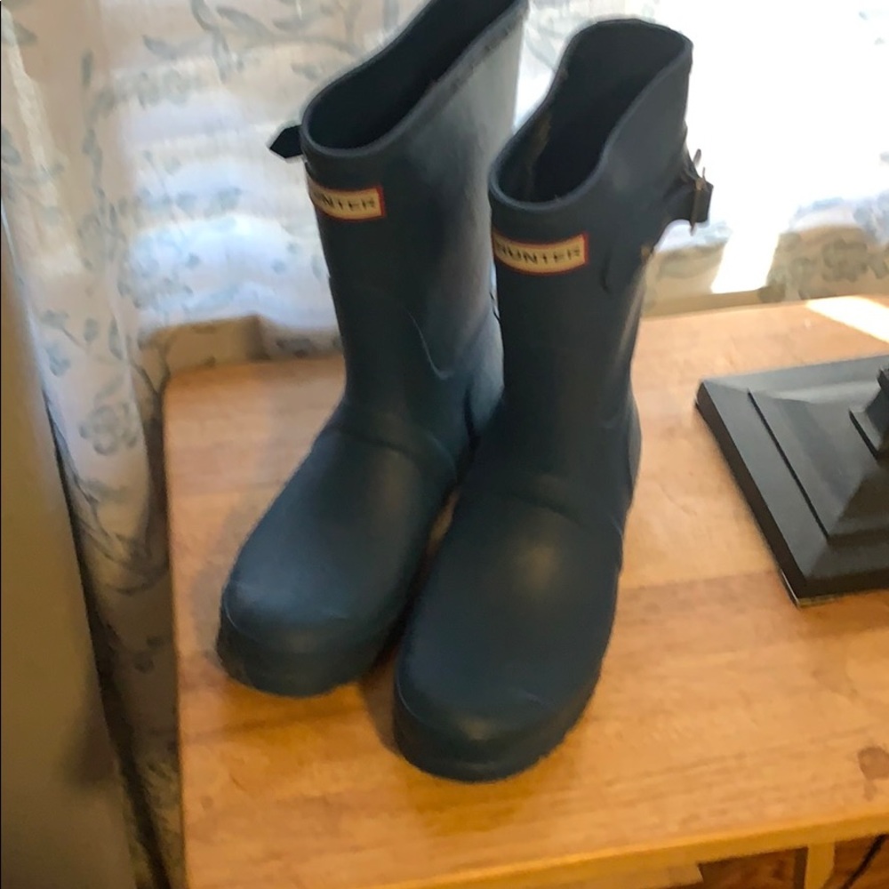 Blue hunter rain boots
